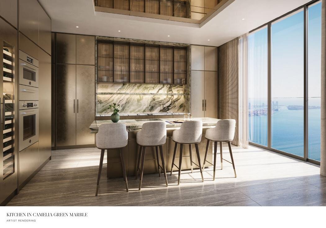 Duplex Great Room en travertino giallo, 888 Brickell by Dolce&Gabbana