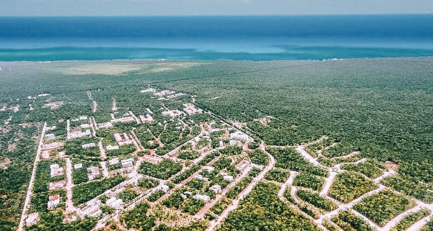 Vista aérea de la zona, Aldea Zama Tulum