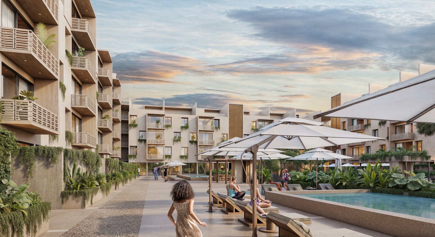 Alberca y camastros, Attha Cancún