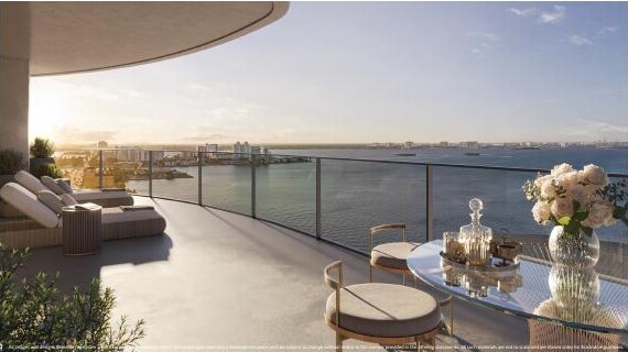 Terraza privada con vista a Biscayne Bay, Continuum Club & Residences, North Bay Village, Miami