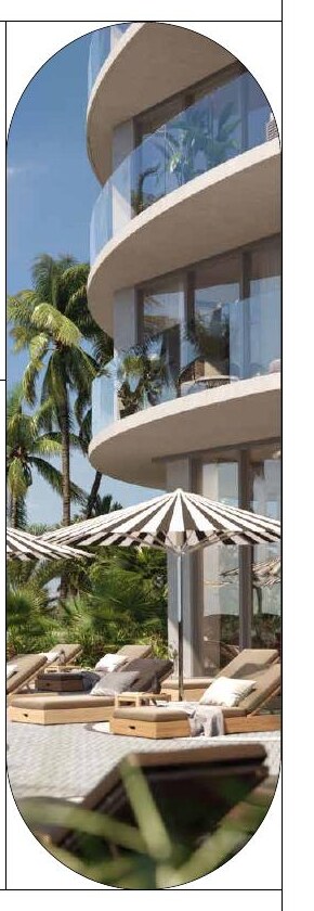 Fachada curvilínea con balcones envolventes, Continuum Club & Residences