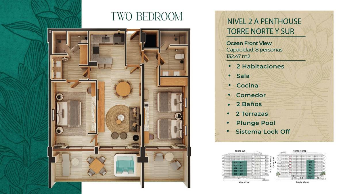 Planta Two Bedroom B2-B3