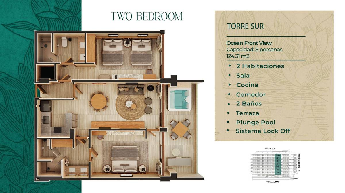 Planta Two Bedroom sin terraza B1