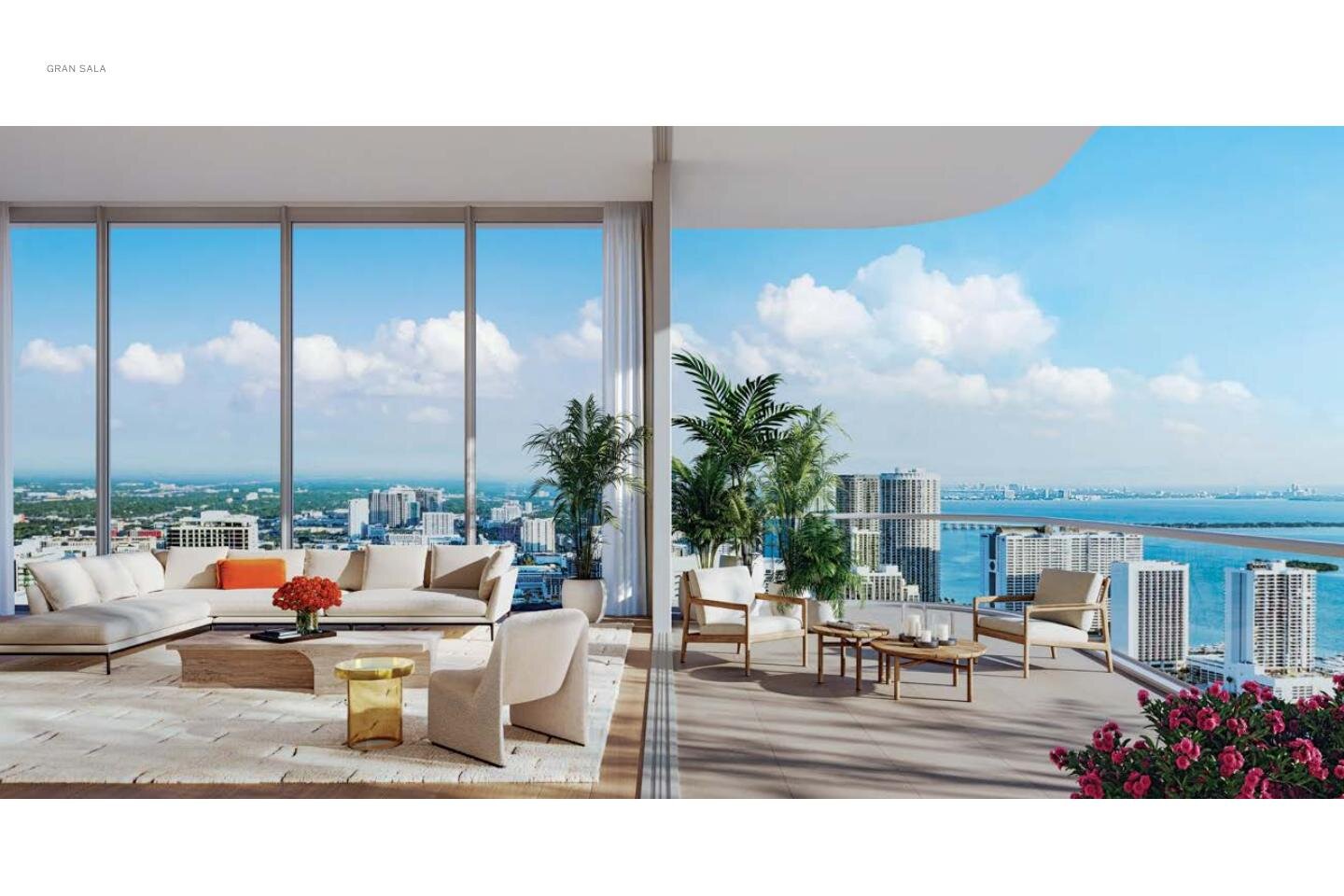 Gran sala con vista a Biscayne Bay, JEM Private Residences, Miami Worldcenter, Florida
