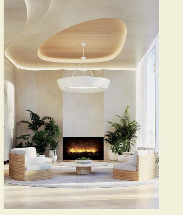 Lobby con chimenea, JEM Private Residences, Miami Worldcenter