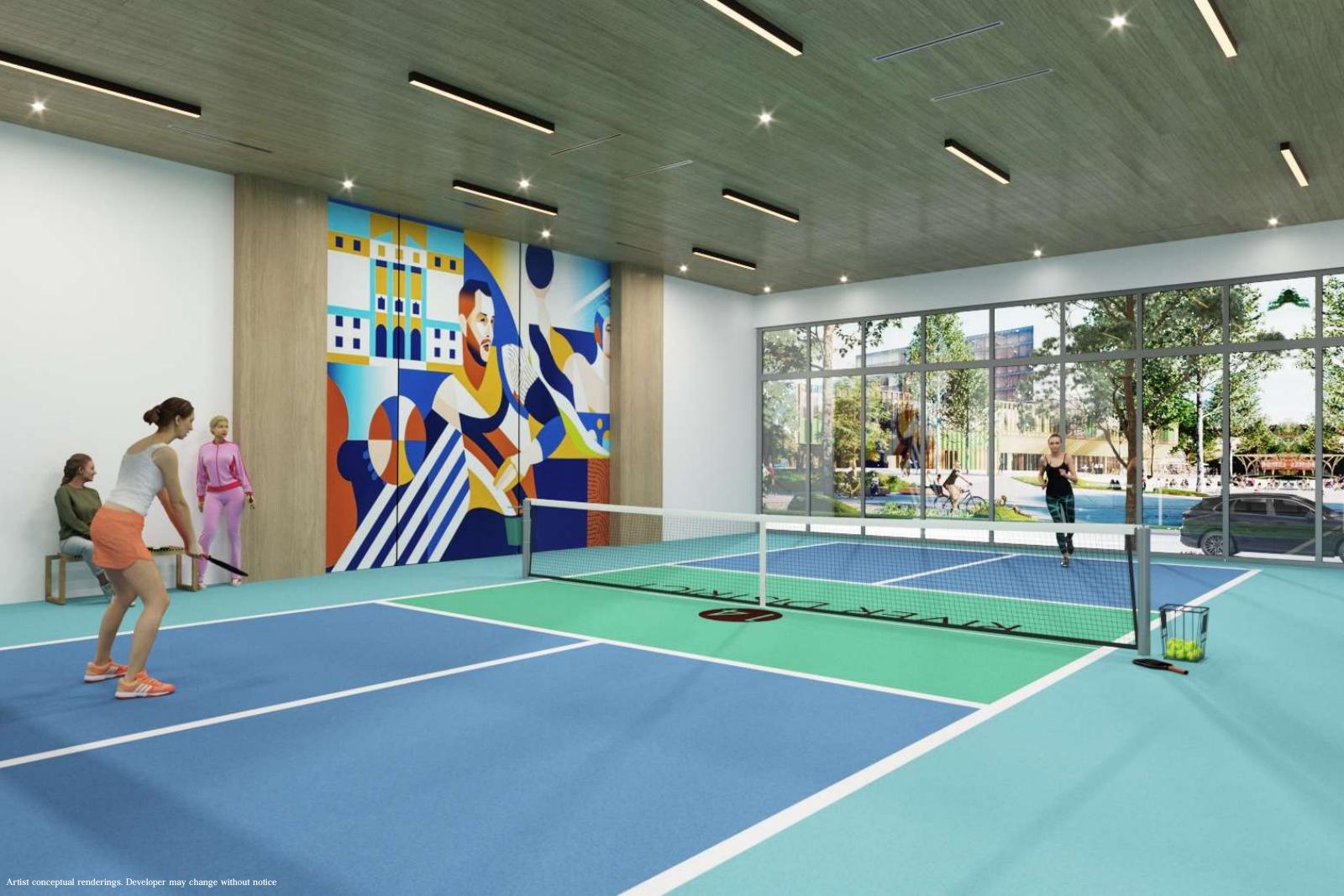 Canchas de pickleball bajo techo, River District 14