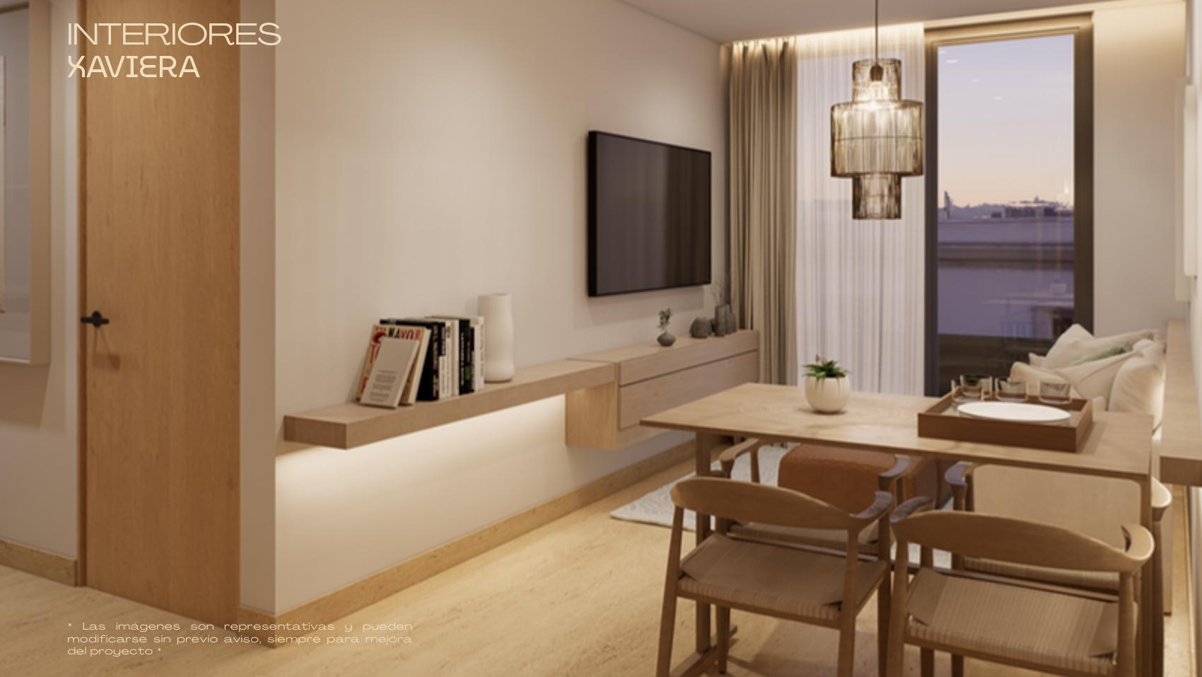 Sala y comedor, departamento muestra, Xaviera